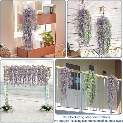 ECOOPTS 1 Pc Artificial Branches Fake Hanging Plants Artificial Hanging Greenery Plant Fake Leaves for Wall Home Garden Indoor and Outdoor Decoration (Green Light Purple) in Kuwait