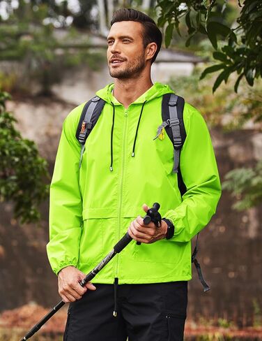 COOFANDY Mens Packable Rain Jacket Lightweight Waterproof Raincoat with Hood Outdoor Rain Gear Travel Hiking Cycling in Saudi Arabia