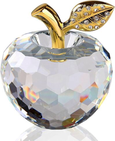 DOJOZ Crystal Apple Paperweight Craft Decoration Table top Ornament Statue Home Decor (Green) in Kuwait