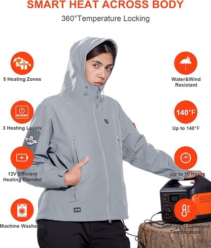DEWBU Heated Jacket for Women with 12V Battery Pack Winter Outdoor Soft Shell Electric Heating Coat in Saudi Arabia