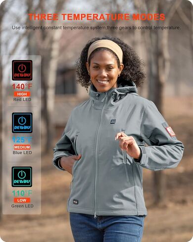 DEWBU Heated Jacket for Women with 12V Battery Pack Winter Outdoor Soft Shell Electric Heating Coat in Saudi Arabia