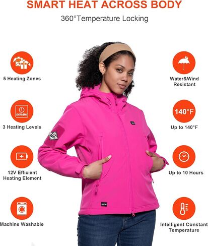 DEWBU Heated Jacket for Women with 12V Battery Pack Winter Outdoor Soft Shell Electric Heating Coat in Saudi Arabia
