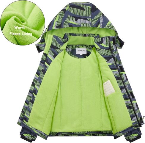 سترة تزلج شتوية مضادة للماء للأولاد، معطف ثلج دافئ مبطن بالصوف مع غطاء رأس قابل للفصل in Kuwait