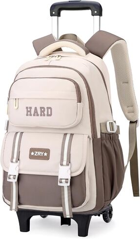 YJMKOI Rolling Backpack for Girls, Kids Trolley Wheel Bookbag Middle School Casual Backpack with Wheels in Saudi Arabia