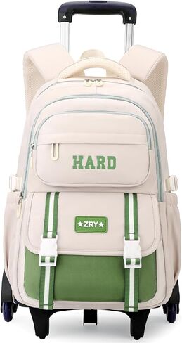 YJMKOI Rolling Backpack for Girls, Kids Trolley Wheel Bookbag Middle School Casual Backpack with Wheels in Saudi Arabia