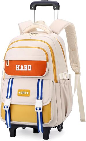 YJMKOI Rolling Backpack for Girls, Kids Trolley Wheel Bookbag Middle School Casual Backpack with Wheels in Saudi Arabia