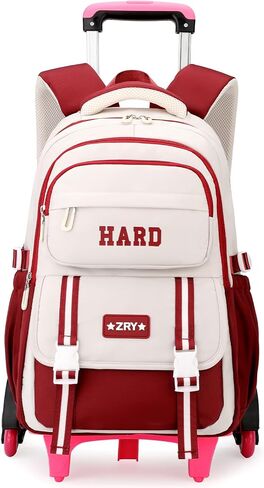 YJMKOI Rolling Backpack for Girls, Kids Trolley Wheel Bookbag Middle School Casual Backpack with Wheels in Saudi Arabia