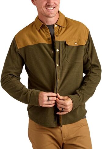 قميص Howler Brothers الرجالي Vapors Polarfleece، شجرة الزيتون/البرونز العتيق، LG، مقاس كبير in Kuwait