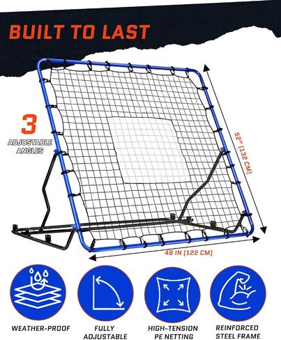 Volleyball Rebounder Net - Adjustable Baseball Rebounder Net with Durable Steel Frame & PE Netting, 4 x 4.5 FT Versatile Soccer Rebounder Net Easy Setup in Saudi Arabia