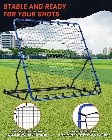 Volleyball Rebounder Net - Adjustable Baseball Rebounder Net with Durable Steel Frame & PE Netting, 4 x 4.5 FT Versatile Soccer Rebounder Net Easy Setup in Saudi Arabia