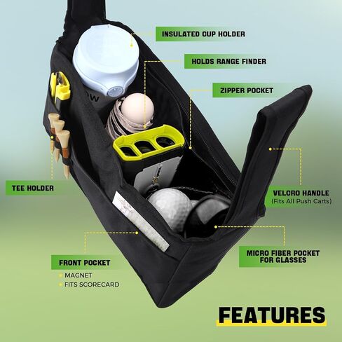 Premium Universal Golf Cart Organizer - Lightweight Foldable Golf Cart Bag with Adjustable Drink Holder Strap for Golf Cart and Baby Stroller in Saudi Arabia