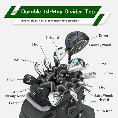 KVV 14 Way Top-Molded Organizer Cart Bag with Rain Cover, Full Length Divider, Spacious Cooler Pockets in Kuwait