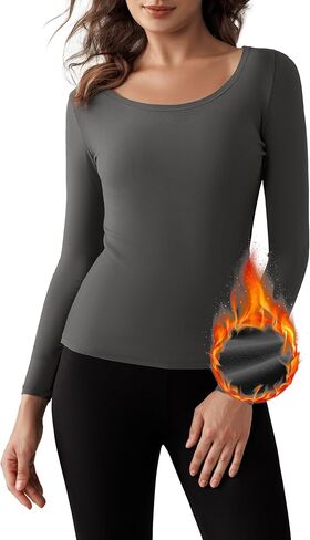 Bonneuitbebe Women Long Sleeve Thermal Shirt Fleece Lined Undershirt Ultra Soft Base Layer Tops for Women Cold Weather in Saudi Arabia