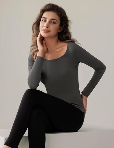 Bonneuitbebe Women Long Sleeve Thermal Shirt Fleece Lined Undershirt Ultra Soft Base Layer Tops for Women Cold Weather in Saudi Arabia