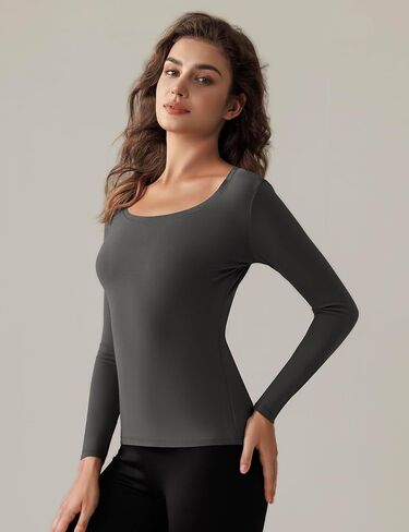 Bonneuitbebe Women Long Sleeve Thermal Shirt Fleece Lined Undershirt Ultra Soft Base Layer Tops for Women Cold Weather in Saudi Arabia