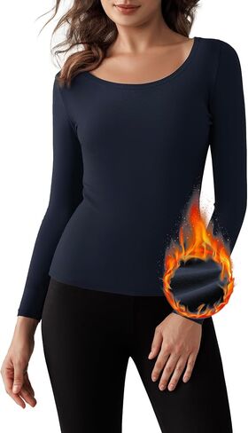 Bonneuitbebe Women Long Sleeve Thermal Shirt Fleece Lined Undershirt Ultra Soft Base Layer Tops for Women Cold Weather in Saudi Arabia