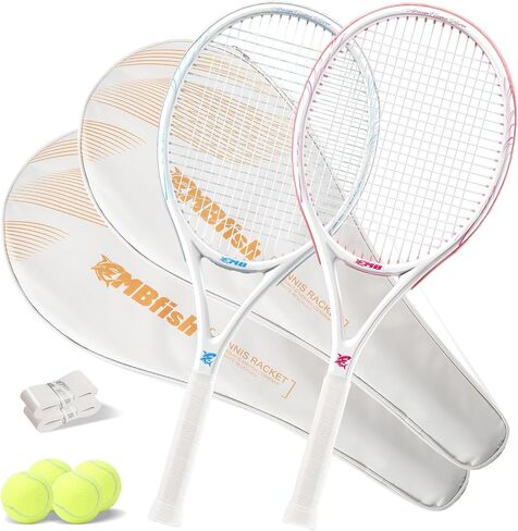 Tennis Racket - Super Value Set with Pre-Strung, Comfortable Handle, 27'' Tennis Racquet for Beginner, Includes 4 Tennis Balls, 2 Overgrips and 2 Tennis Bag in Kuwait