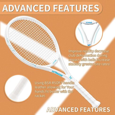 Tennis Racket - Super Value Set with Pre-Strung, Comfortable Handle, 27'' Tennis Racquet for Beginner, Includes 4 Tennis Balls, 2 Overgrips and 2 Tennis Bag in Kuwait