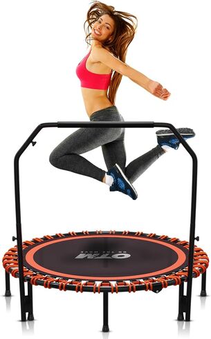 48 inch Foldable Rebounder Trampoline for Adults & Kids - Silent Exercise Trampoline with 4 Level Adjustable Handle - 330Lbs Max Cap Workout Trampoline, Fitness Trampolines for Indoor Outdoor in Saudi Arabia