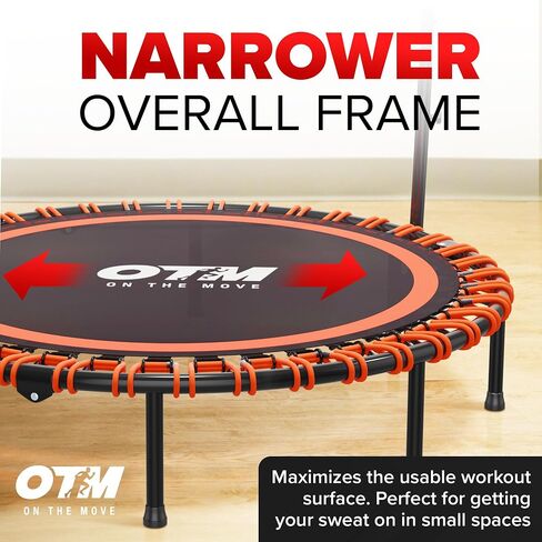 48 inch Foldable Rebounder Trampoline for Adults & Kids - Silent Exercise Trampoline with 4 Level Adjustable Handle - 330Lbs Max Cap Workout Trampoline, Fitness Trampolines for Indoor Outdoor in Saudi Arabia