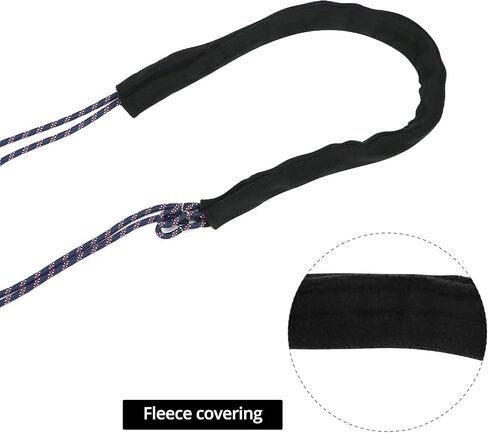 QWORK Adjustable Horse Training and Lunging Aid with Rear Fleece Cover, Navy/Red, Encourages Proper Head Carriage and Comfortable Stretching, Durable Braided Nylon Rope with Metal Clips, in Saudi Arabia