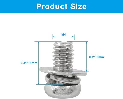 BokWin 30 Pcs M4x12mm Pan Head Bolts Screws with Washers Kit Stainless Steel Machine Screws Bolts Phillips Pan Head Screws in Saudi Arabia