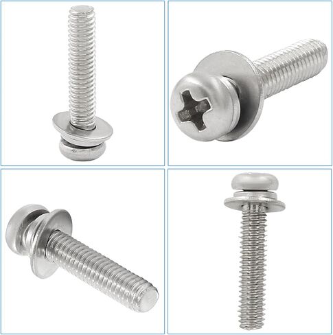 BokWin 30 Pcs M4x12mm Pan Head Bolts Screws with Washers Kit Stainless Steel Machine Screws Bolts Phillips Pan Head Screws in Saudi Arabia