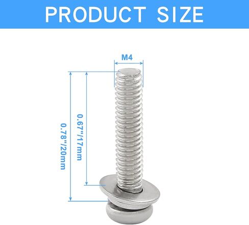 BokWin 30 Pcs M4x12mm Pan Head Bolts Screws with Washers Kit Stainless Steel Machine Screws Bolts Phillips Pan Head Screws in Saudi Arabia