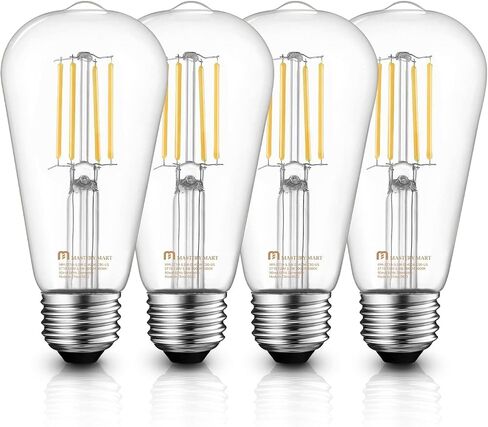 MASTERY MART ST21 [60W Equivalent] [Dimmable] [CRI 95+] LED 5.5W Vintage Light Bulbs, 2700K Soft White, Clear Glass Antique Decorative Filament Edison Bulb, E26 Base, 500LM, (6 Pack) in Saudi Arabia