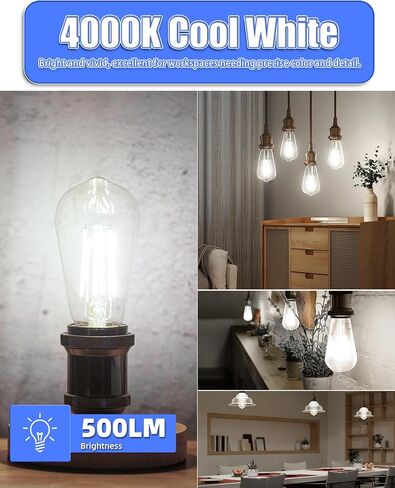 MASTERY MART ST21 [60W Equivalent] [Dimmable] [CRI 95+] LED 5.5W Vintage Light Bulbs, 2700K Soft White, Clear Glass Antique Decorative Filament Edison Bulb, E26 Base, 500LM, (6 Pack) in Saudi Arabia