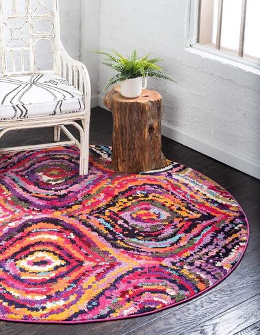Unique Loom Estrella Collection Colorful, Abstract, Geometric, Gradient, Modern Area Rug, 6 ft 1 in x 9 ft, Multi/Pink in Saudi Arabia