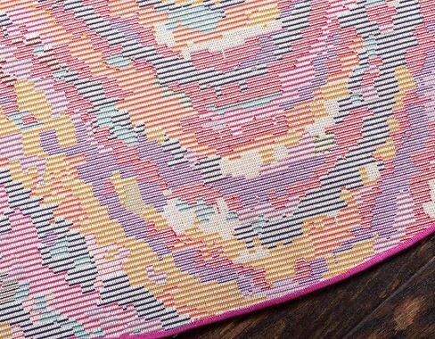 Unique Loom Estrella Collection Colorful, Abstract, Geometric, Gradient, Modern Area Rug, 6 ft 1 in x 9 ft, Multi/Pink in Saudi Arabia