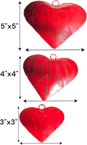 Rustic Elegance Metal Heart Wall Decor in Antique Gold Finish, Vintage Wall Hanging Art, Country Theme Farmhouse Decoration Set of 3 Pieces in Saudi Arabia