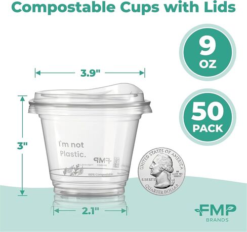 Fit Meal Prep 50 عبوة أكواب شفافة قابلة للتحلل بوزن 16 أونصة مع أغطية رشفة، كوب قهوة مثلج نباتي قابل لإعادة التدوير بدون قش، كوب صديق للبيئة للاستعمال مرة واحدة للحفلات، العصير، اللبن المخفوق، البيرة، الشاي in Saudi Arabia