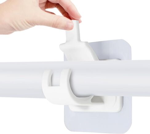 8Pcs No Drill Curtain Rod Brackets, Nail Free Curtain Rod Hangers Self Adhesive Curtain Rod Holders - Black Curtain Rod Hooks Adjustable Curtain Hangers for Bathroom Home Kitchen in Kuwait