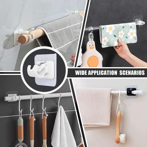 8Pcs No Drill Curtain Rod Brackets, Nail Free Curtain Rod Hangers Self Adhesive Curtain Rod Holders - Black Curtain Rod Hooks Adjustable Curtain Hangers for Bathroom Home Kitchen in Kuwait