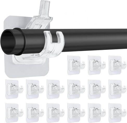 8Pcs No Drill Curtain Rod Brackets, Nail Free Curtain Rod Hangers Self Adhesive Curtain Rod Holders - Black Curtain Rod Hooks Adjustable Curtain Hangers for Bathroom Home Kitchen in Kuwait