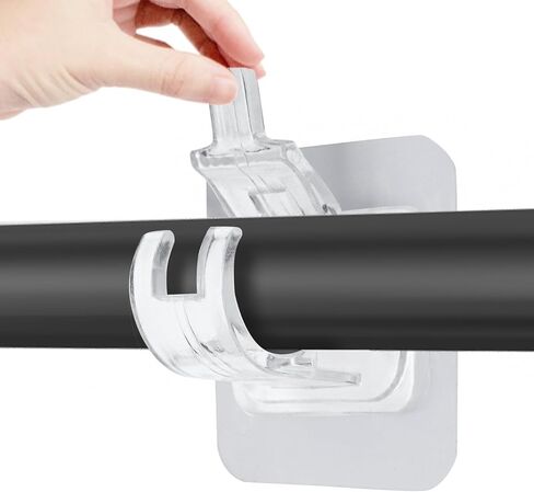 8Pcs No Drill Curtain Rod Brackets, Nail Free Curtain Rod Hangers Self Adhesive Curtain Rod Holders - Black Curtain Rod Hooks Adjustable Curtain Hangers for Bathroom Home Kitchen in Kuwait