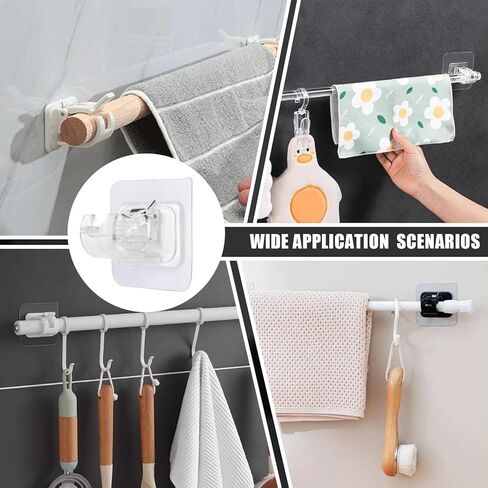 8Pcs No Drill Curtain Rod Brackets, Nail Free Curtain Rod Hangers Self Adhesive Curtain Rod Holders - Black Curtain Rod Hooks Adjustable Curtain Hangers for Bathroom Home Kitchen in Kuwait