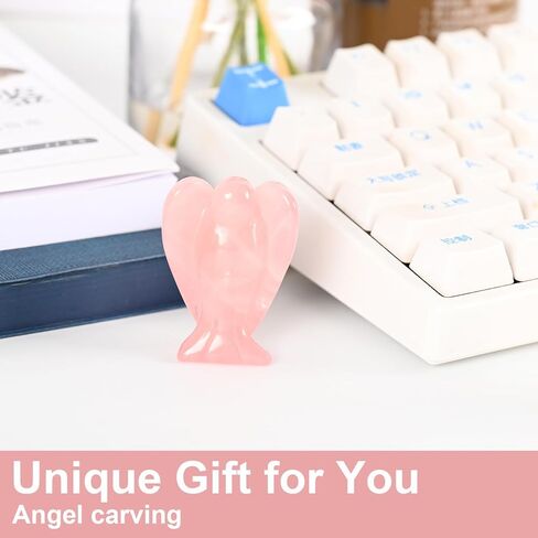 WHAL&YUNE Lepidolite Angel تمثال الطاقة الطبيعية شفاء كريستالات الأحجار الكريمة منحوتة يدويًا للمنزل والمكتب ديكور عطلة هدية محظوظة - 1.5 بوصة in Kuwait