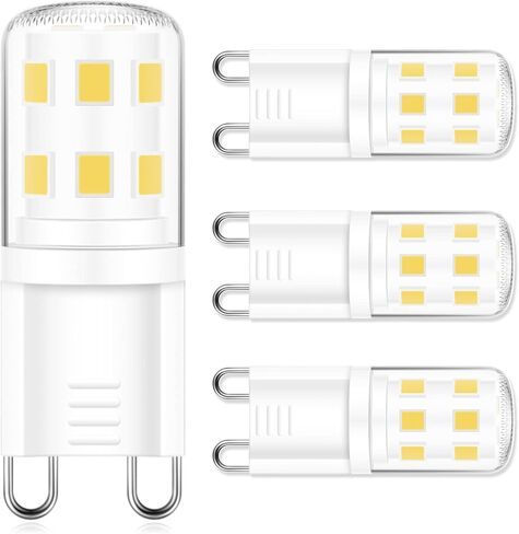 4 Pack G9 LED Bulb, 40 watt Halogen Replacement, Warm White 2700K, Non-dimmable T4 LED Bulb, G9 Bi Pin Base, 120V Small Light Bulbs for Chandelier, Bathroom Vanity Light Fixture in Saudi Arabia