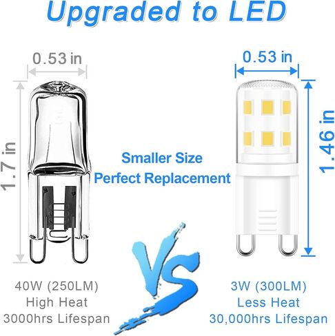 4 Pack G9 LED Bulb, 40 watt Halogen Replacement, Warm White 2700K, Non-dimmable T4 LED Bulb, G9 Bi Pin Base, 120V Small Light Bulbs for Chandelier, Bathroom Vanity Light Fixture in Saudi Arabia