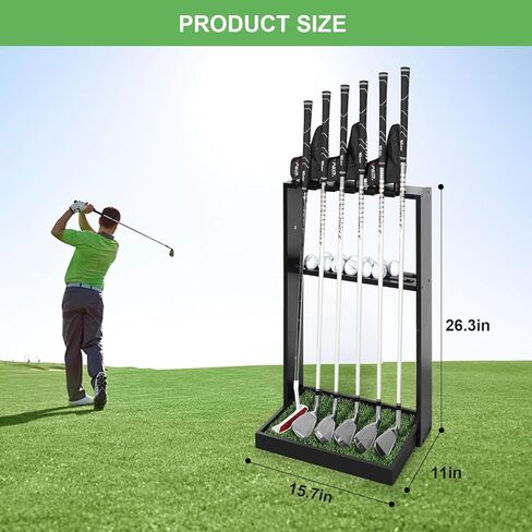 حامل نادي الجولف، حامل نادي الجولف الخشبي الفاخر لـ 6 نوادي جولف، 18 كرة جولف، 3 أغطية مضرب تخزين، رف عرض على الأرض بحامل مضرب الجولف، منظم جولف لمرآب نادي المنزل الداخلي in Kuwait