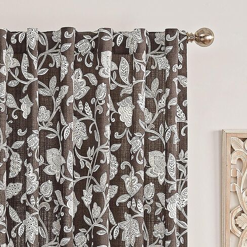 Waverly Stencil Vine Rod Pocket Single Panel Privacy Window Treatment Living Room, 52" x 63", Linen in Saudi Arabia