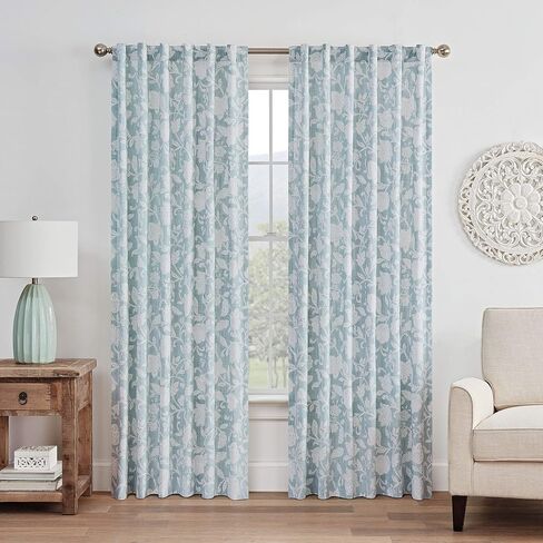 Waverly Stencil Vine Rod Pocket Single Panel Privacy Window Treatment Living Room, 52" x 63", Linen in Saudi Arabia