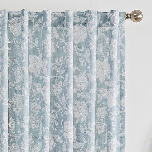Waverly Stencil Vine Rod Pocket Single Panel Privacy Window Treatment Living Room, 52" x 63", Linen in Saudi Arabia