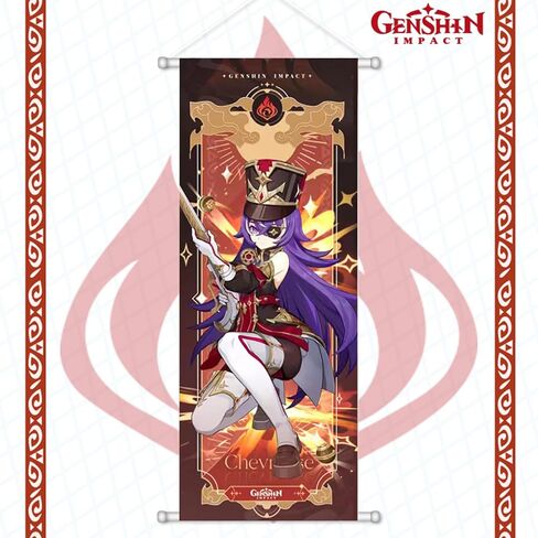 Rainteam Genshin Impact Poster Game Hanging Wall Art Artistic Canvas Genshin Character Posters with Rods for Living Room Bedroom Decor(27.5 inch x 10 inch) (Arlecchino) in Saudi Arabia