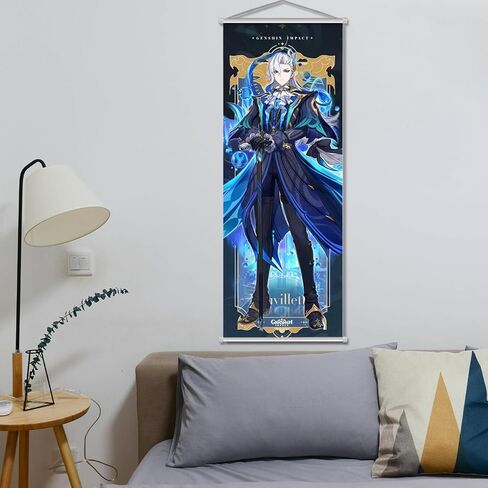 Rainteam Genshin Impact Poster Game Hanging Wall Art Artistic Canvas Genshin Character Posters with Rods for Living Room Bedroom Decor(27.5 inch x 10 inch) (Arlecchino) in Saudi Arabia