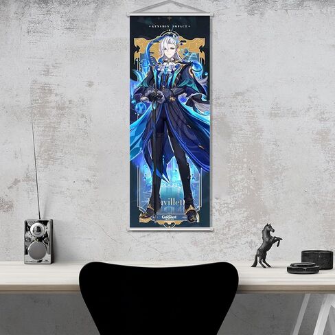 Rainteam Genshin Impact Poster Game Hanging Wall Art Artistic Canvas Genshin Character Posters with Rods for Living Room Bedroom Decor(27.5 inch x 10 inch) (Arlecchino) in Saudi Arabia