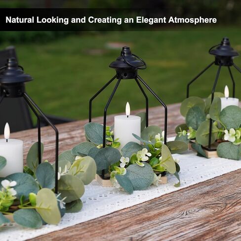 Rhytsing Harvest and Thanksgiving Table Centerpieces, H 10 Inches Decorative Lantern with Real Wax Orange LED Candle and Fall Candle Ring, Battery Metal Hanging Lanterns with Timer for Autumn in Saudi Arabia